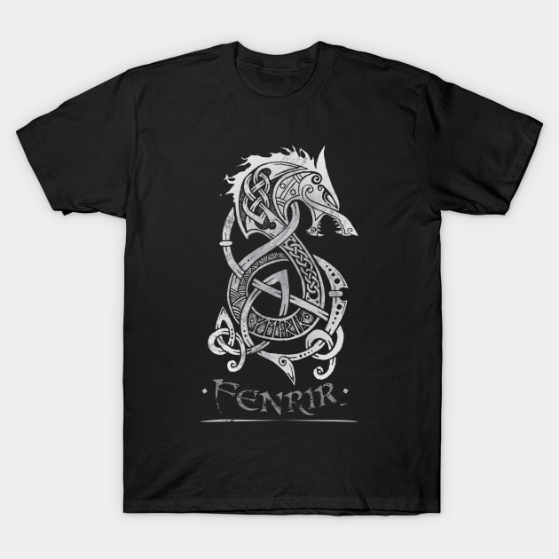 Fenrir: The Monster Wolf of Norse Mythology (Gray) T-Shirt by celtichammerclub